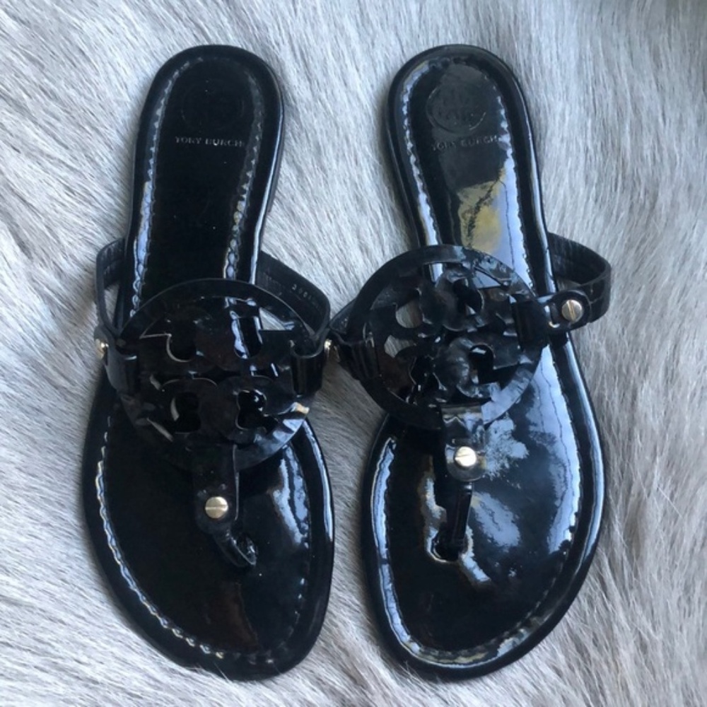 Tory Burch Black Patent Sandals Size 6.5-